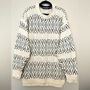 ScottishIsle by Bernette Geometric Knit Hand Framed Mens Sweater SzL Made in USA